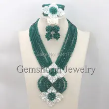 Великолепные африканские бусы, ювелирный набор, массивные нигерийские бусы, набор украшений с кристаллами, бусы, набор серебряных украшений,, WB011