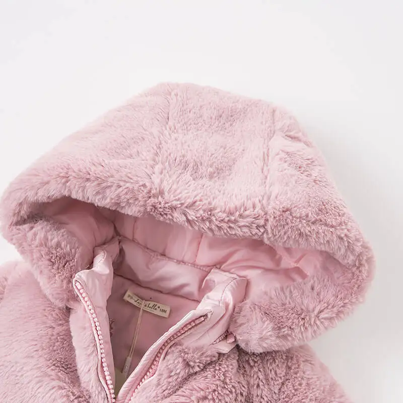 DBA7949 dave bella winter baby girls pink hooded coat infant padded jacket children high quality coat kids padded outerwear