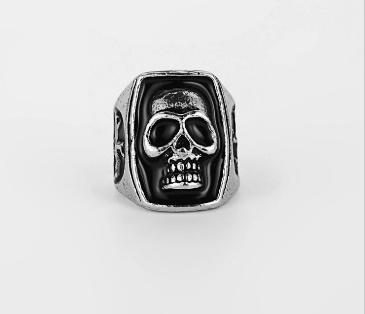 Gothic Punk Ghost Classic Men Motor Biker Ring Jesus Cross Skull Ring Man Boy Fashion Jewelry