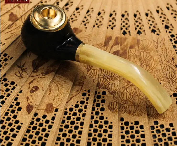 New 1pcs Small natural Ox horn tobacco pipes smoking Pipe Cigarette