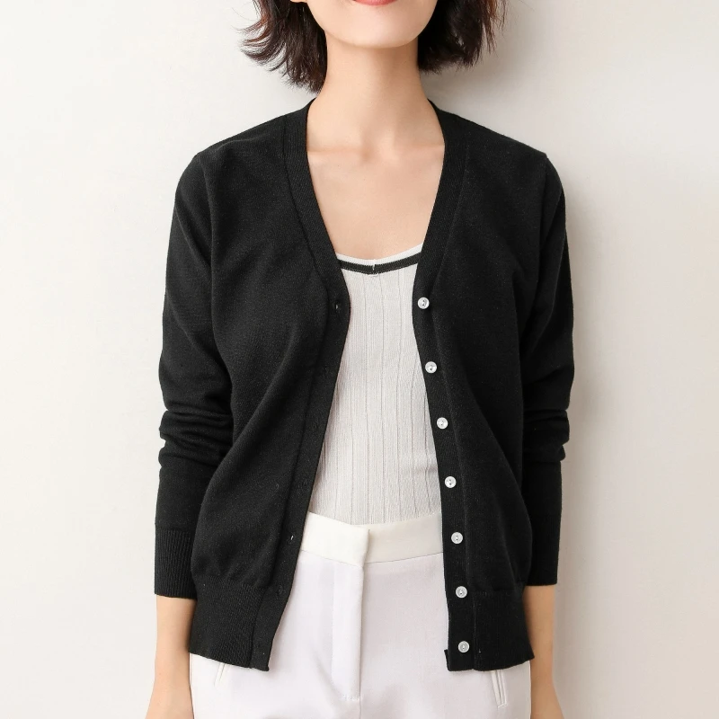 ZEHANGSEA2019 spring new wool knit cardigan thin section V-neck computer knit women's shirt short casual large size cardigan ZEHANGSEA2019 spring new wool knit cardigan thin section V-neck computer knit women's shirt short casual large size cardigan