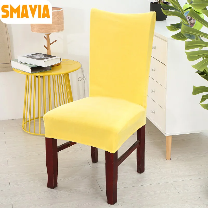 SMAVIA Pure color Spandex Dining Chair Cover Plush&Velvet ...