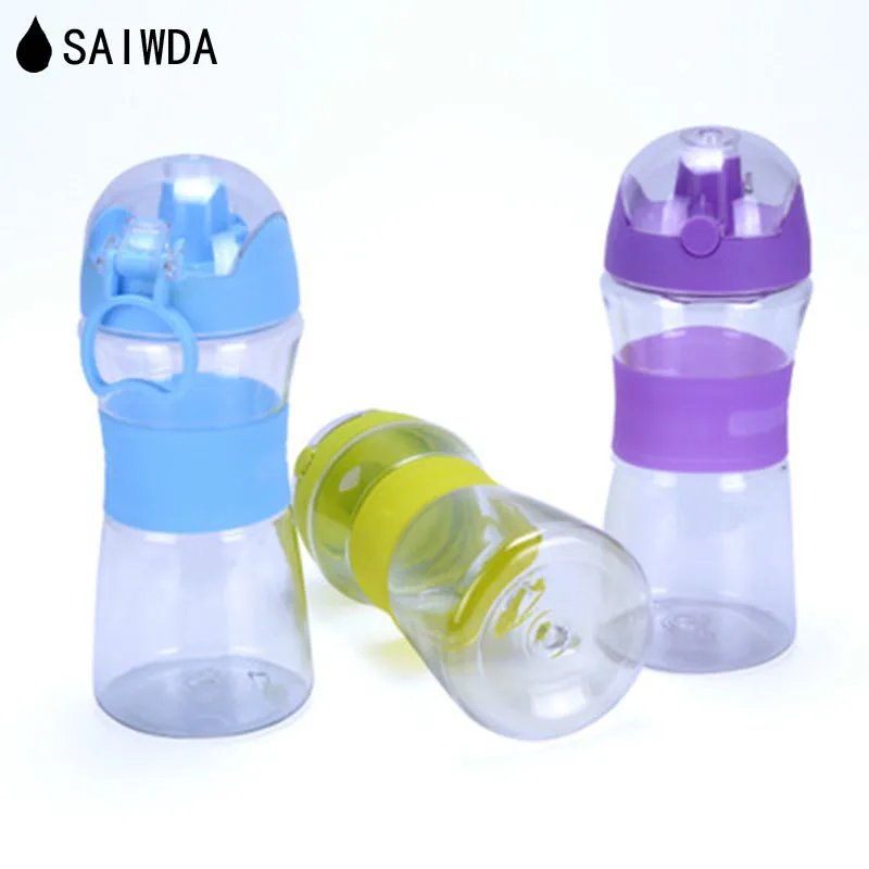 

SAIWDA 800ml New Large Capacity Plastic Water Bottle Children Adult Silicone Non-slip Portable Outdoor Sports Water Bottle
