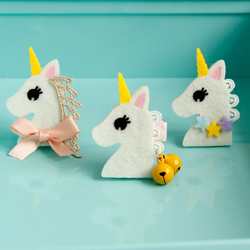 

Boutique 15pcs Fashion Cute Felt Unicorn Hairpins Kawaii Solid Felt Horse Animal Hair Clips Hair Accessories Party Headwear