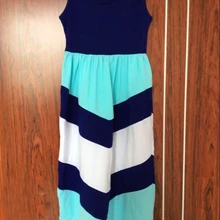 Новая мода красочные chevron полосатый мама и я дочь Летнее платье без рукавов Чешского Долго Макси женщины пляж платье