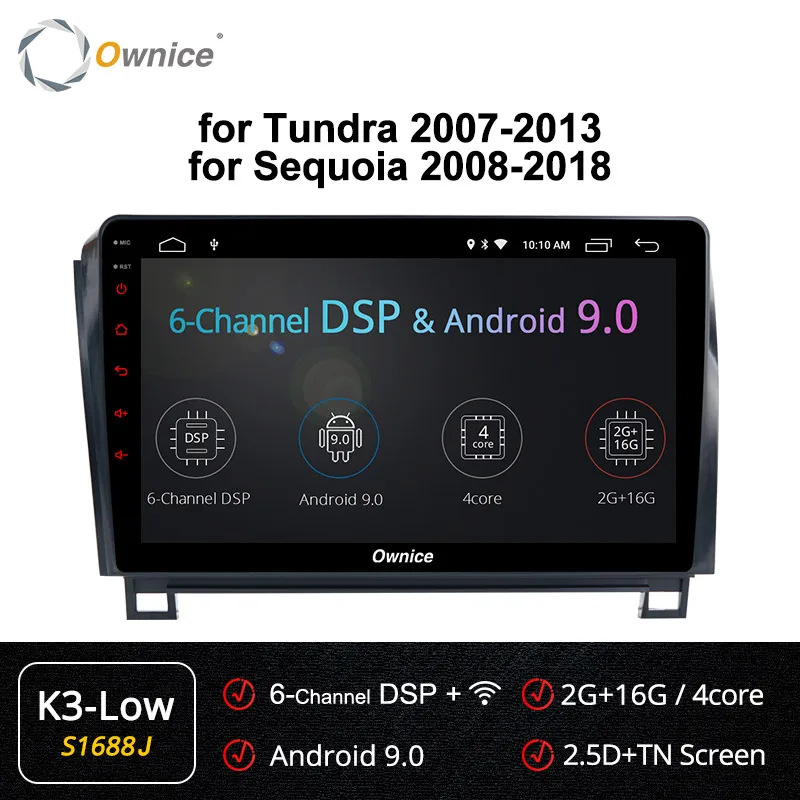 Ownice k3 k5 k6 Android 9,0 Восьмиядерный автомобильный dvd-плеер для toyota Tundra Sequoia 2 Din Авторадио gps плеер радио 4G LTE DSP SPDIF - Цвет: S1688 K3-Low