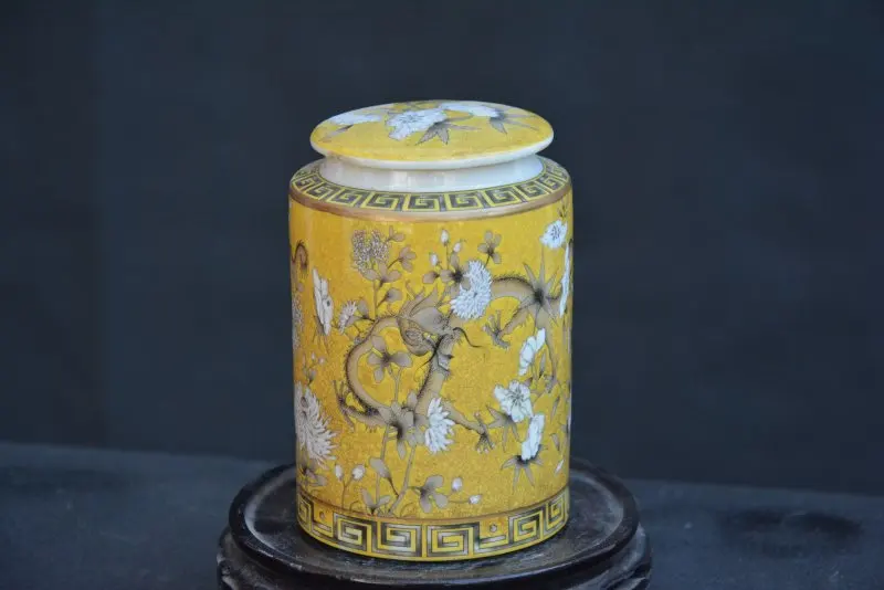 

Antique QingDynasty porcelain tea leaf jar,pastel glazed,DRAGON,Hand-painted crafts,Collection&Adornment