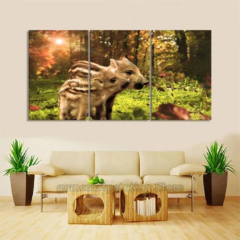

3 Piece Nature View Landscape Canvas Painting Home Decor Wall Sticker Wild Boar Baby Cute Animal Poster Art Work Wall Picture