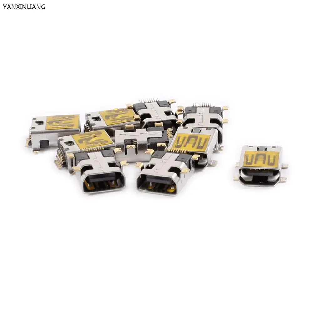 

10 Pcs Female Mini USB Type B 10 Pin SMT SMD Mount Jack Connector