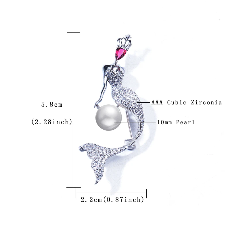 Новые Элегантные имитированные жемчужные Русалка брошь булавки серебро кубический цирконий Свадебные Броши Свадебные вечерние сказки подарок для женщин