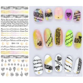 

DS128 New Water Transfer Nails Art Sticker English Letter Little Element Nail Wrap Sticker Tips Manicura nail foil transfer