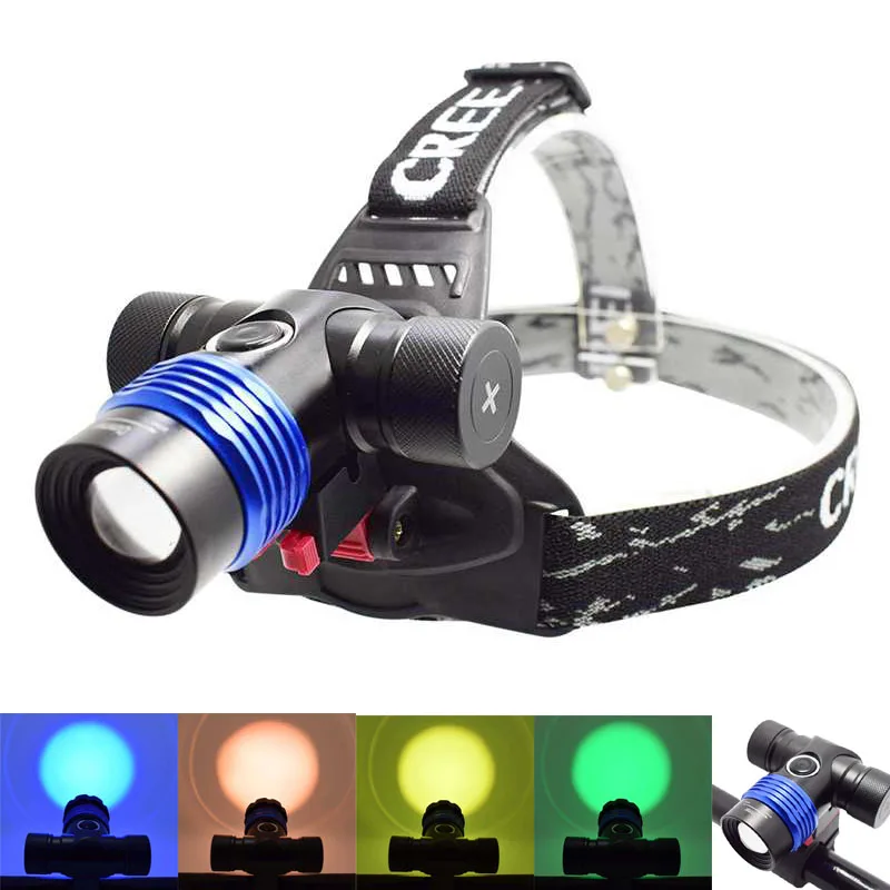 cheap Ultra Bright XML T6 Headlamp Bicycle Light with Filter Lens 2 in 1 Zoomable Headlight Bike Light with Torch Holder by 18650 AAA