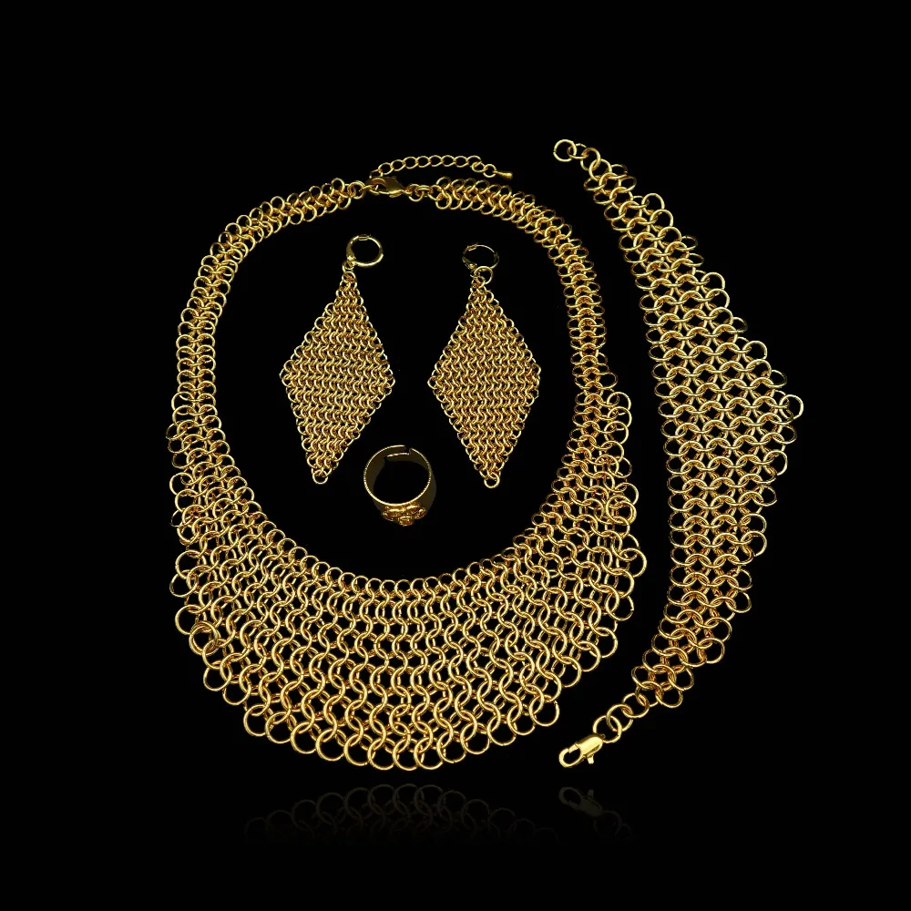 

DUBAI high quality 3 Color Jewelry Set Italy 750 gold Earrings Necklace pendant 1color Weddin