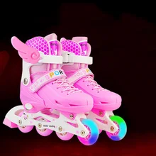 Профессиональные взрослые детские роликовые коньки для мальчиков и девочек, регулируемые, полиуретановые, 4 колеса, мигающие, для спорта на открытом воздухе