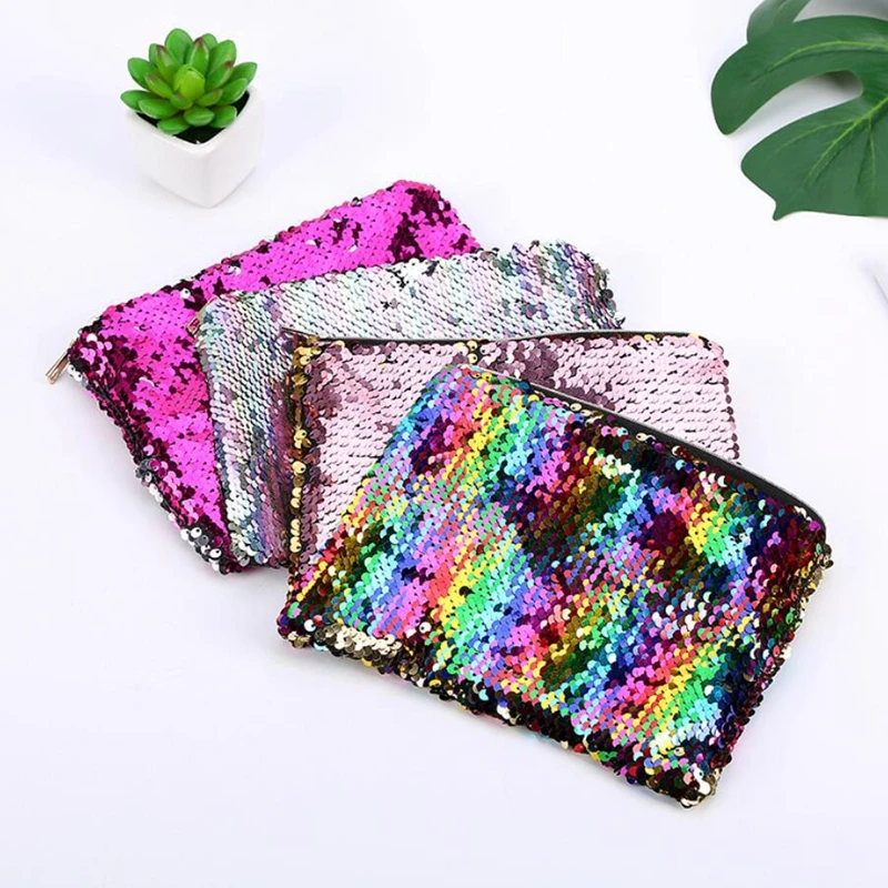 Creative Color Reversible Sequin Pencil Case Pencil Box Kawaii Pencil font b Bag b font Girls