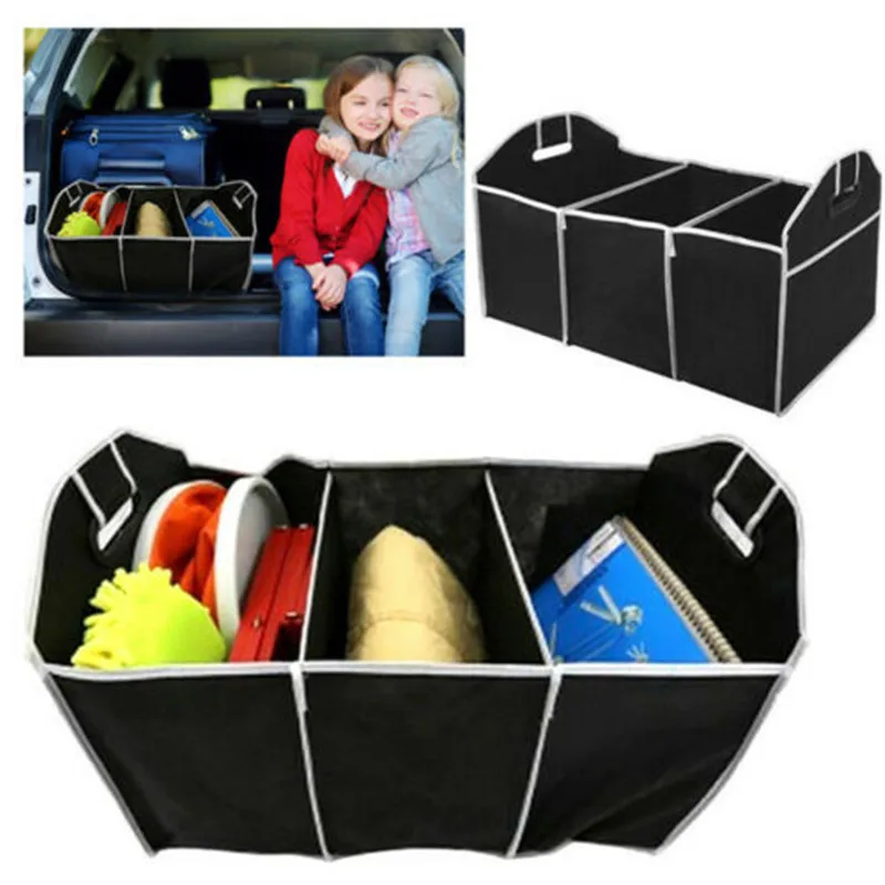 

Foldable 3 Sections Large Newest Car Trunk Collapsible Foldable Boot Organizer Space Saving Auto Trunk Storage Cargo Box 3Colors