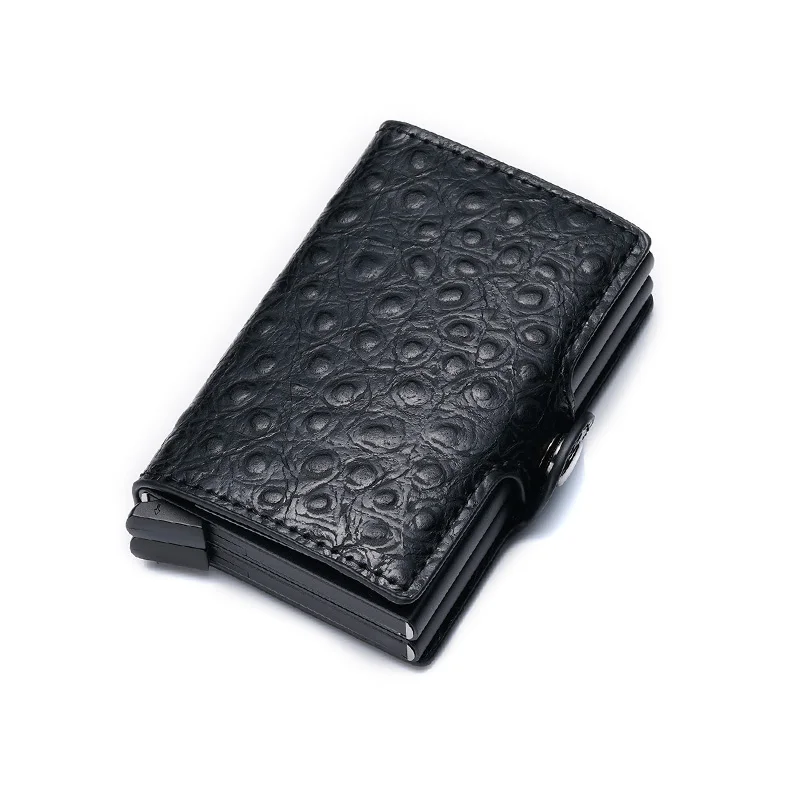Одежда высшего качества тонкий мужской кошелек мешок денег мини мужской кошелек Алюминий RFID визитница Маленький Смарт Тонкий Валле Walet - Цвет: black