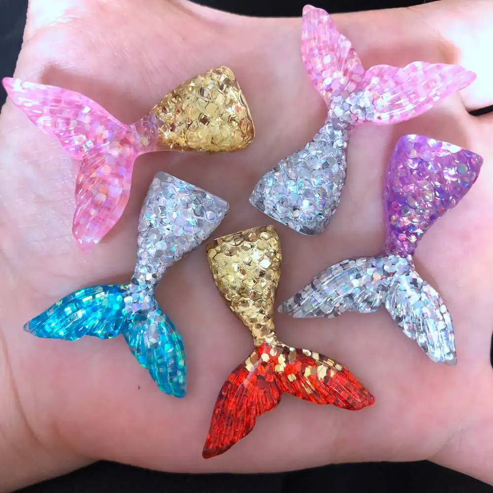 

DIY 4pcs Resin Mermaid Tail Flatback Rhinestone Child Manual Works DIY Scrapbook R39