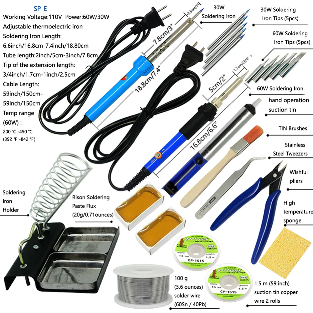 

AideTek Soldering Iron Kit Welding Tool 60W 30W 23in1 Electric iron Stand SPE0