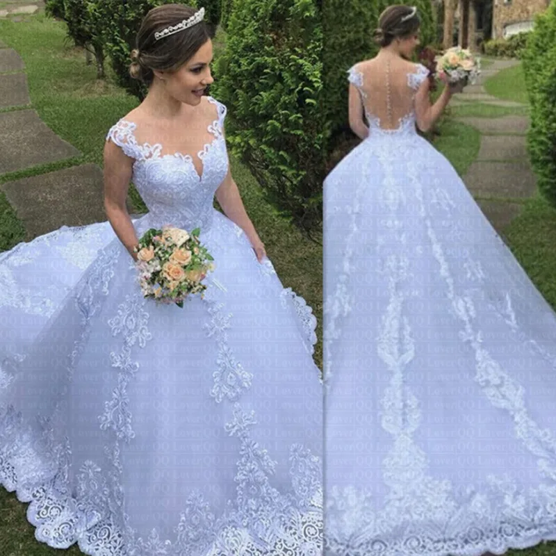 

Gorgeous White Appliques Lace Appliques A Line Bride Princess Formal Wear Custom Bride Wedding Dress