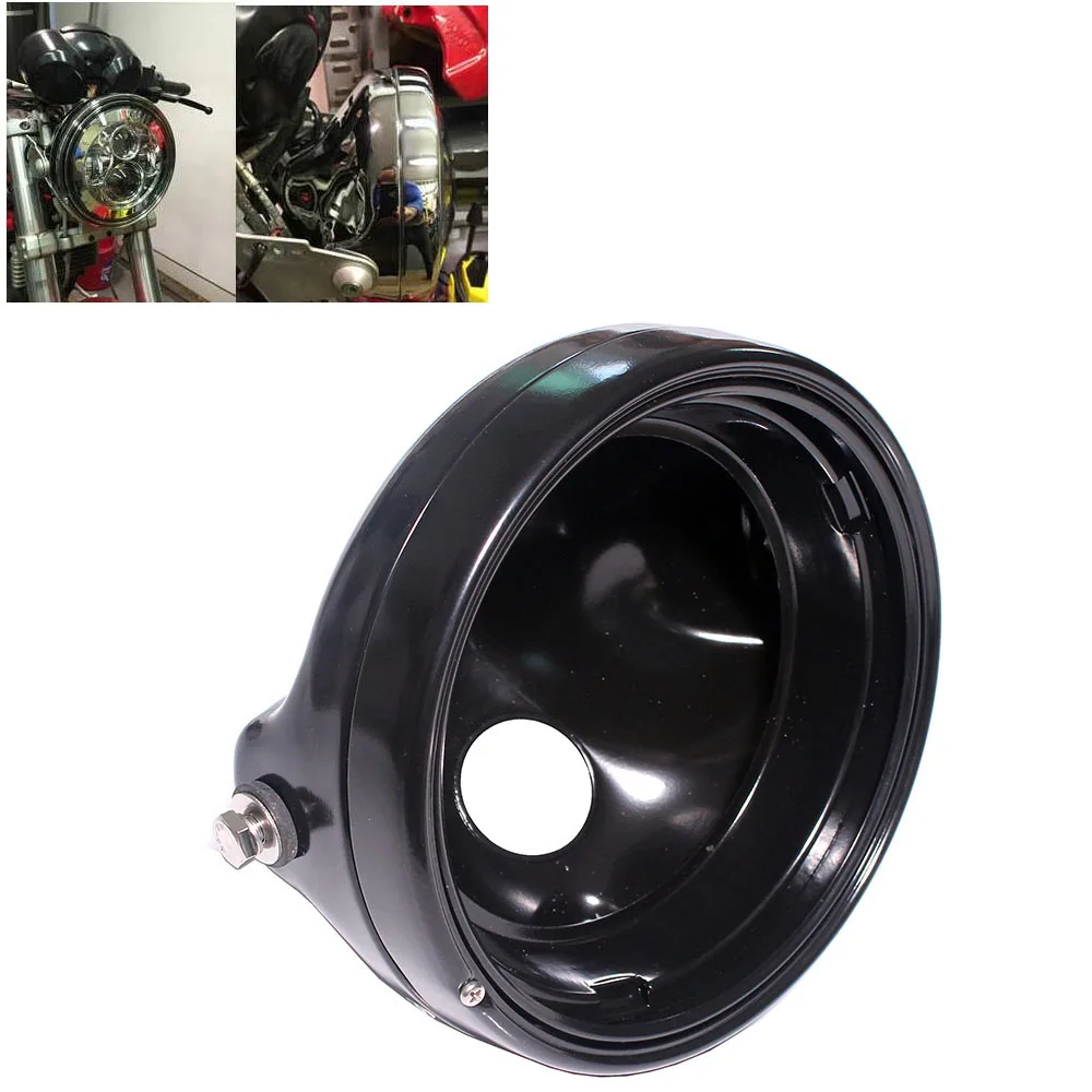 

Universal Motorcycle Headlight 7 inch Black Round Headlamp Housing Side Mount Headlight Shells For Harley Honda Yamaha Suzuki