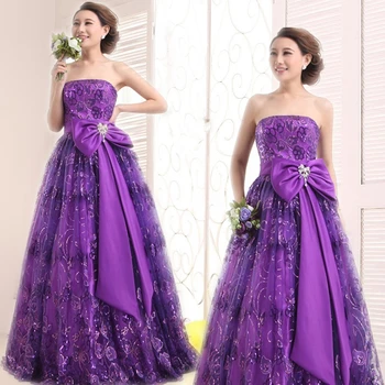 

Classic Purple Ball Gown Quinceanera Dresses Applique Strapless Sleeveless Lace-Up Floor-Length Back Gowns quinceanera-jurk