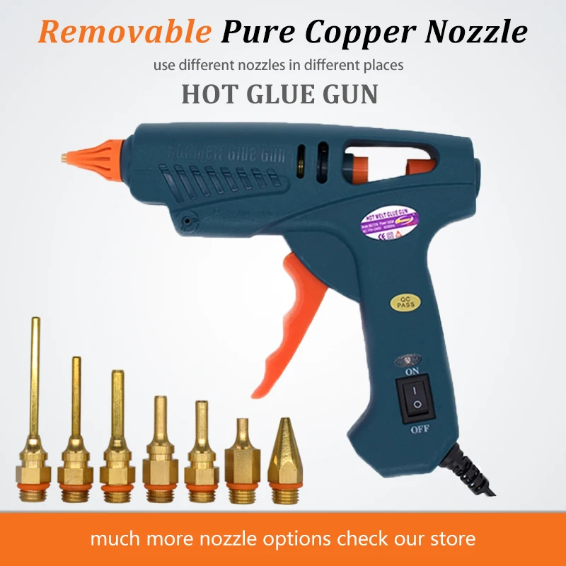 Pistola de Cola Puro com Interruptor Plug Quente Melt Bicos Cobre Alimentação 5 Cola Varas 11mm Casa Ferramenta Elétrica Faça Você Mesmo Artesanato 60 w 100 ue Eua