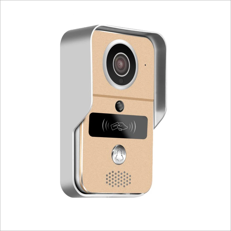 Золотистый Беспроводной видеодомофон HomeEye IP Wifi дверной телефон умный дверной звонок водонепроницаемый Поддержка обнаружения движения PIR сигнализация+ RFID карта+ POE - Цвет: Золотистый