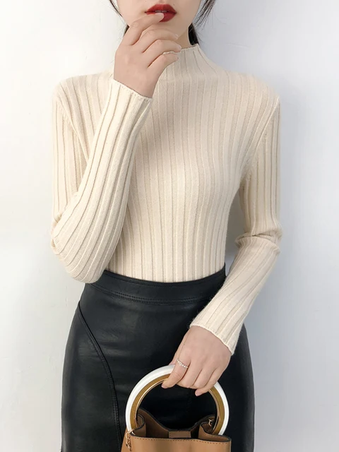 Sueter Mujer invierno 2019 Autumn Winter Women Sweaters Solid Slim Sexy Knitwear Pullover Sweaters Maglioni Donna Swetry Damskie