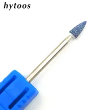 HYTOOS Blue Corundum Cone Nail Drill Bit 3/32″ Rotary Ceramic Stone Burr Manicure Electric Drill Accessory Nail Mills Tool