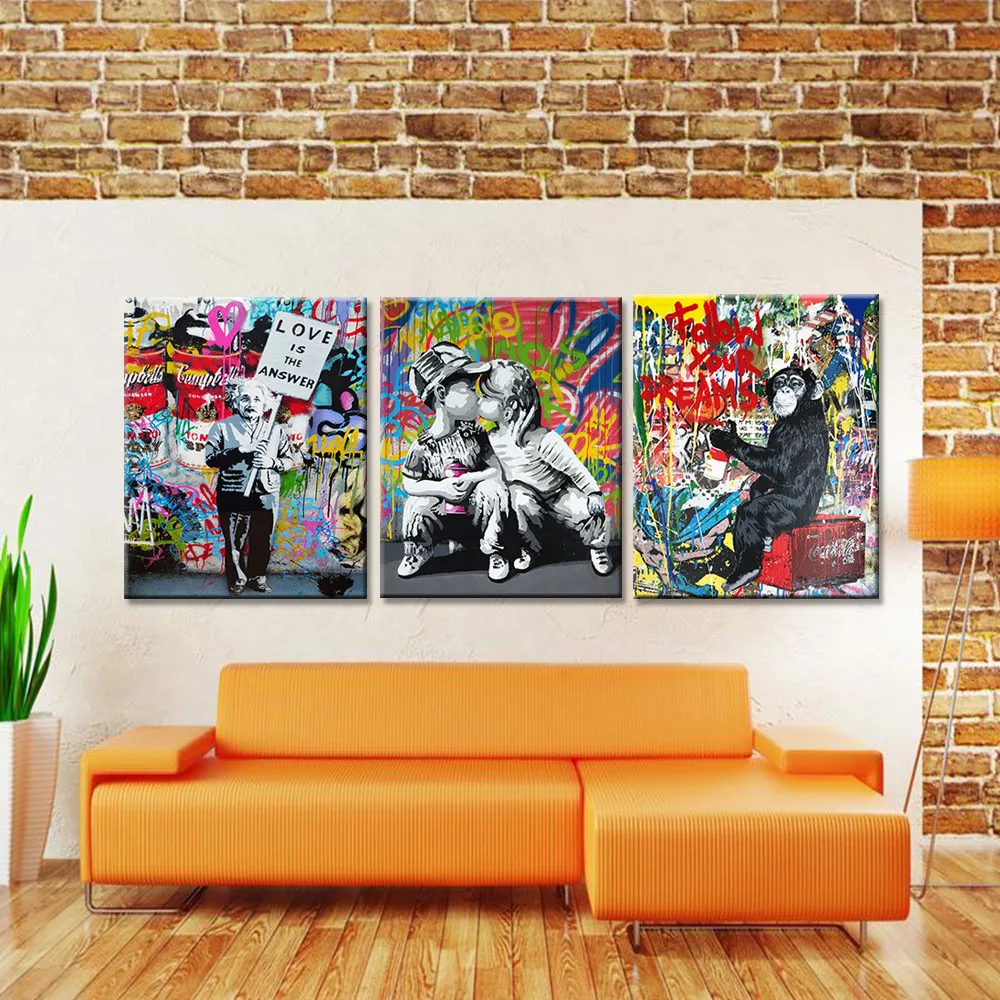 1 шт. Banksy Art Love Is The Answer Печать на холсте живопись современный настенный Декор