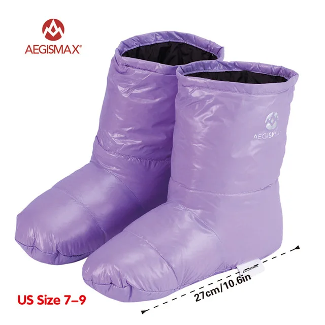 AEGISMAX/спальный мешок; аксессуары; тапочки на утином пуху; мягкие носки для кемпинга; унисекс; домашние/теплые; Длинные; легкие; для путешествий - Цвет: Purple L