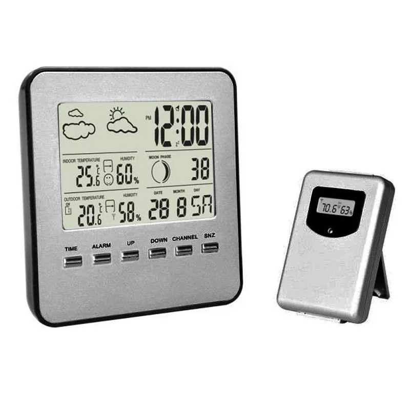 

1 PC LCD Weather Station Touch Buttons In/outdoor Temperature Clock Humidity Digital clocks Wireless Sensor Thermometer VHC76T50