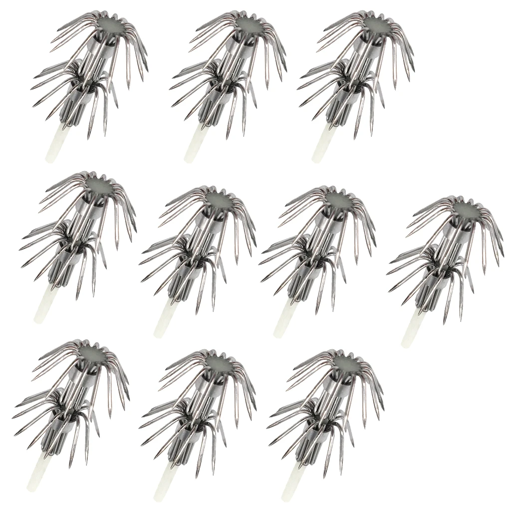 10pcs Stainless Steel Squid Jig Hooks Sea Fishing Hooks Glow in Dark Fishhooks DIY Umbrella Hook les hamecons Anzuelos de pesca