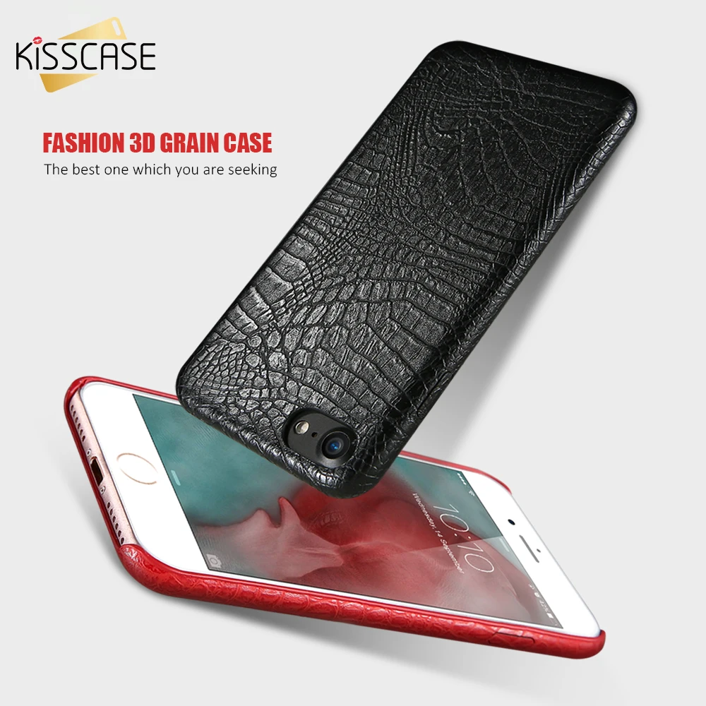 

KISSCASE For iPhone 7 8 Plus PU Leather Case Luxury Crocodile Skin Hard PC Cases For iPhone 7 8 Back Cover Phone Accessories