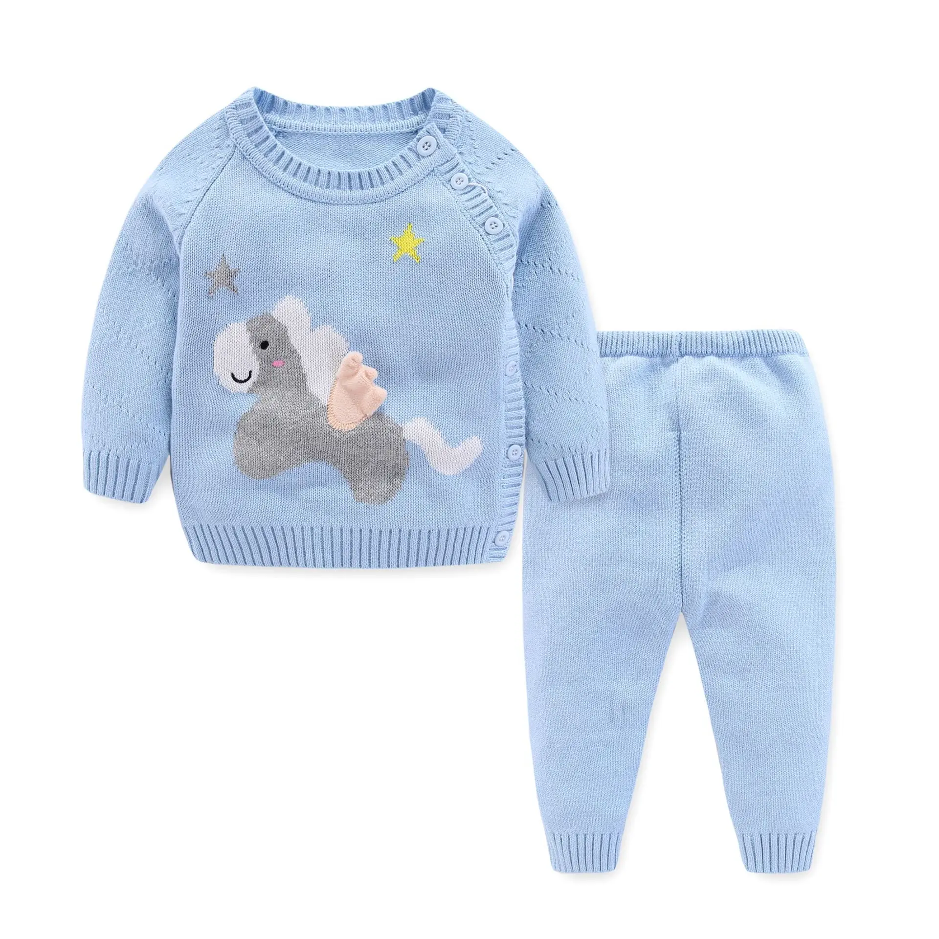 Cena Urocze zwierzę dzianiny dziecko zestaw nowa wiosna jesień chłopcy dziewczęta odzież ustawia z długim rękawem znosić płaszcz + spodnie niemowlę ubranka dla dzieci