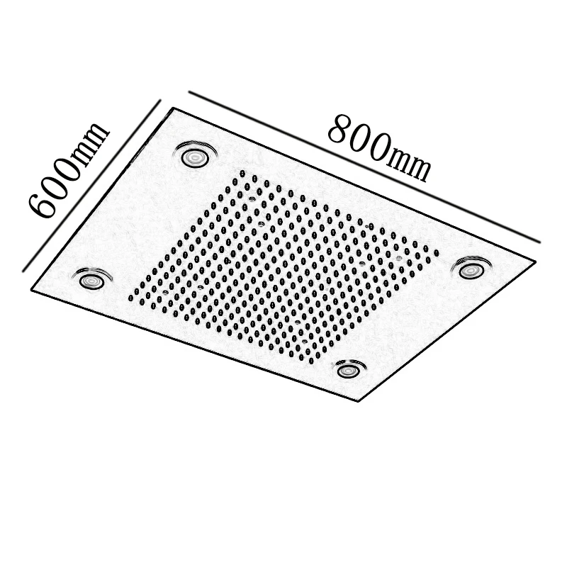 304SUS Rainfall Shower Head Big Bathroom Led Ceiling Embedded Shower Remote Control Color Brushed Showerheads 4 Lights Showers