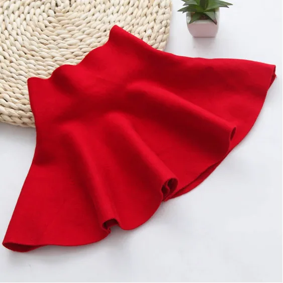 

Autumn Winter Girl Skirts Baby High Waisted Skirt Girls Knit Skirts Children Cotton Princess Party Pleated School Skirt3-14T