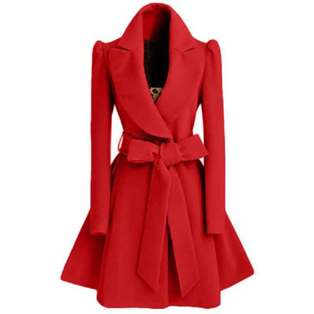 Especially long trench coat for women Slim female coat Sashes down Red Khaki Windbreaker Outerwear Autumn winter trenchcoat - Цвет: red