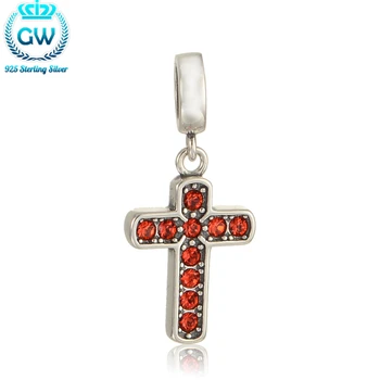 

2Pcs/Lot 925 Sterling Silver Red Cross Silver Charm Pendant fit Necklace Mens Religious Bracelets GW Brand Jewellery S315