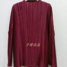 Miyake, новая блестящая Блестящая футболка цвета металлик с длинными рукавами и высоким воротником