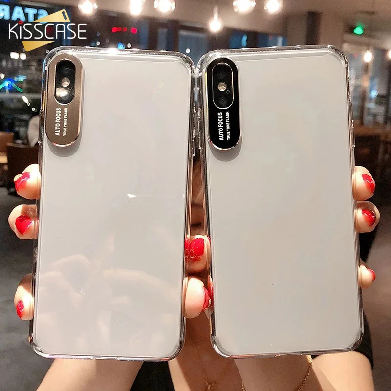 KISSCASE Clear Hard Case For iPhone 7 8 Plus XS Max XR X Metal Camera Protection 6S 6 Funda Coque |