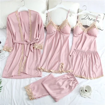 

Women Lace Nightwear Underwear Babydoll Sexy 5Pcs Suit Summer New Products Ladies Home Clothes Thin Sexy Sleepwear