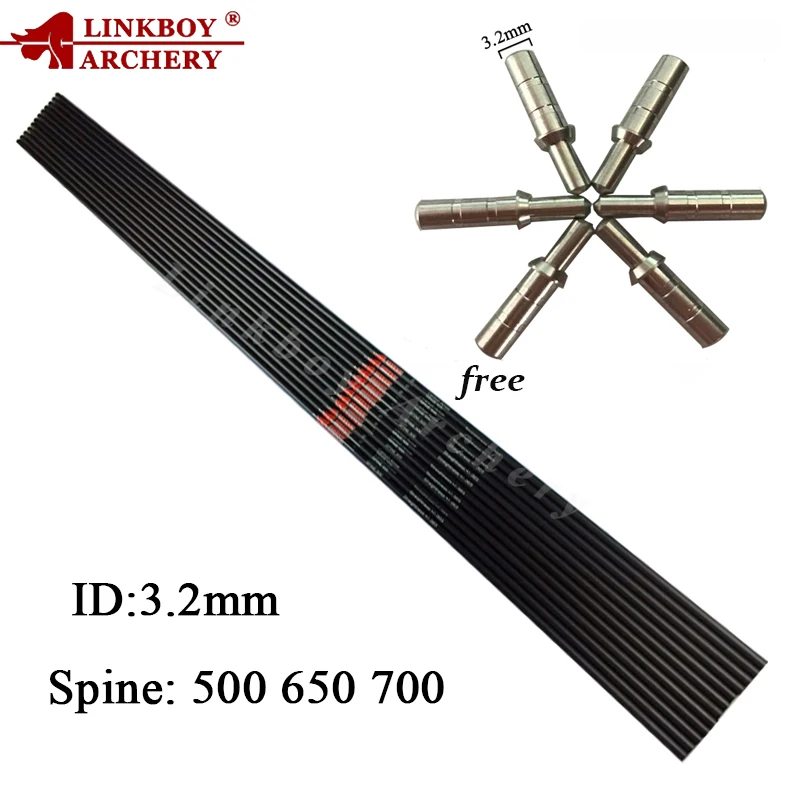 Стрельба из лука Linkboy стрелы чистого карбона вал ID3.2mm Spine500 900 аксессуары лук охота