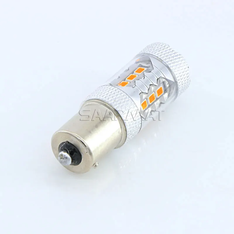 Пара желтый PY21W BAU15S 16SMD w/Sumsung чипсы 80 Вт 150-ступенчатые светодиодные лампы сигнала поворота