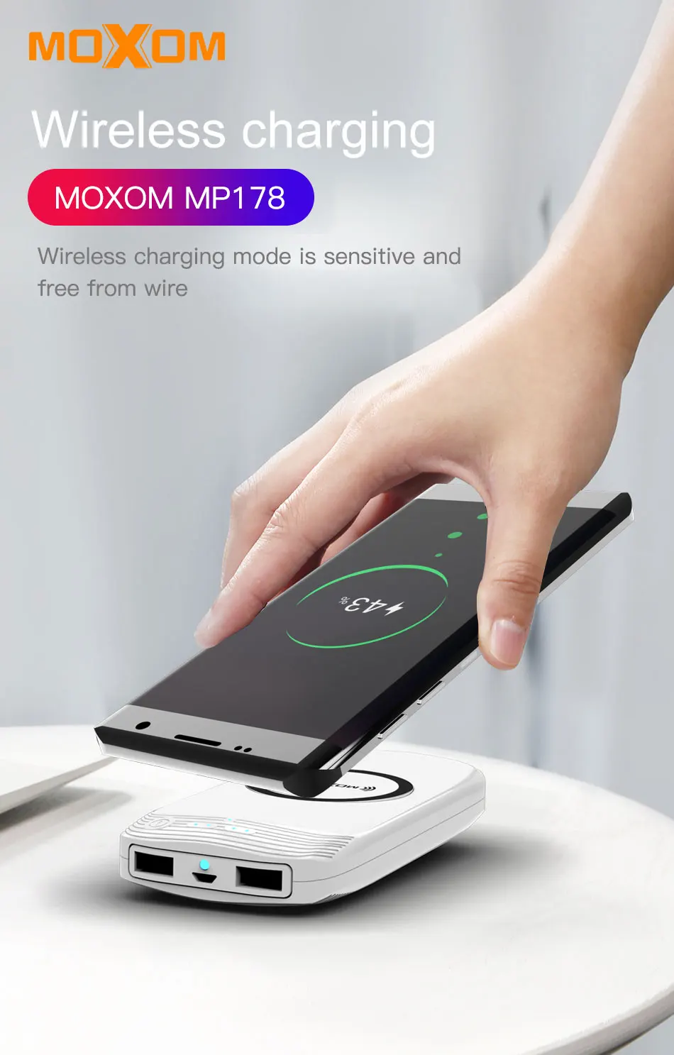 Moxom Wireless Power Bank 18000mah Usb Mini Power Bank Portable Wireless Charging Battery Charger For Iphone Samsung Mi Huawei Power Bank Aliexpress