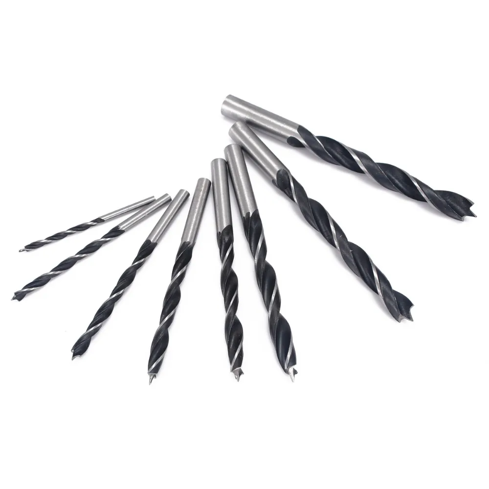 8Pcs Twist Drill Bits Set High Carbon Steel Woodworking Metal Wood Drilling Tools for Power Tools 3mm-10mm