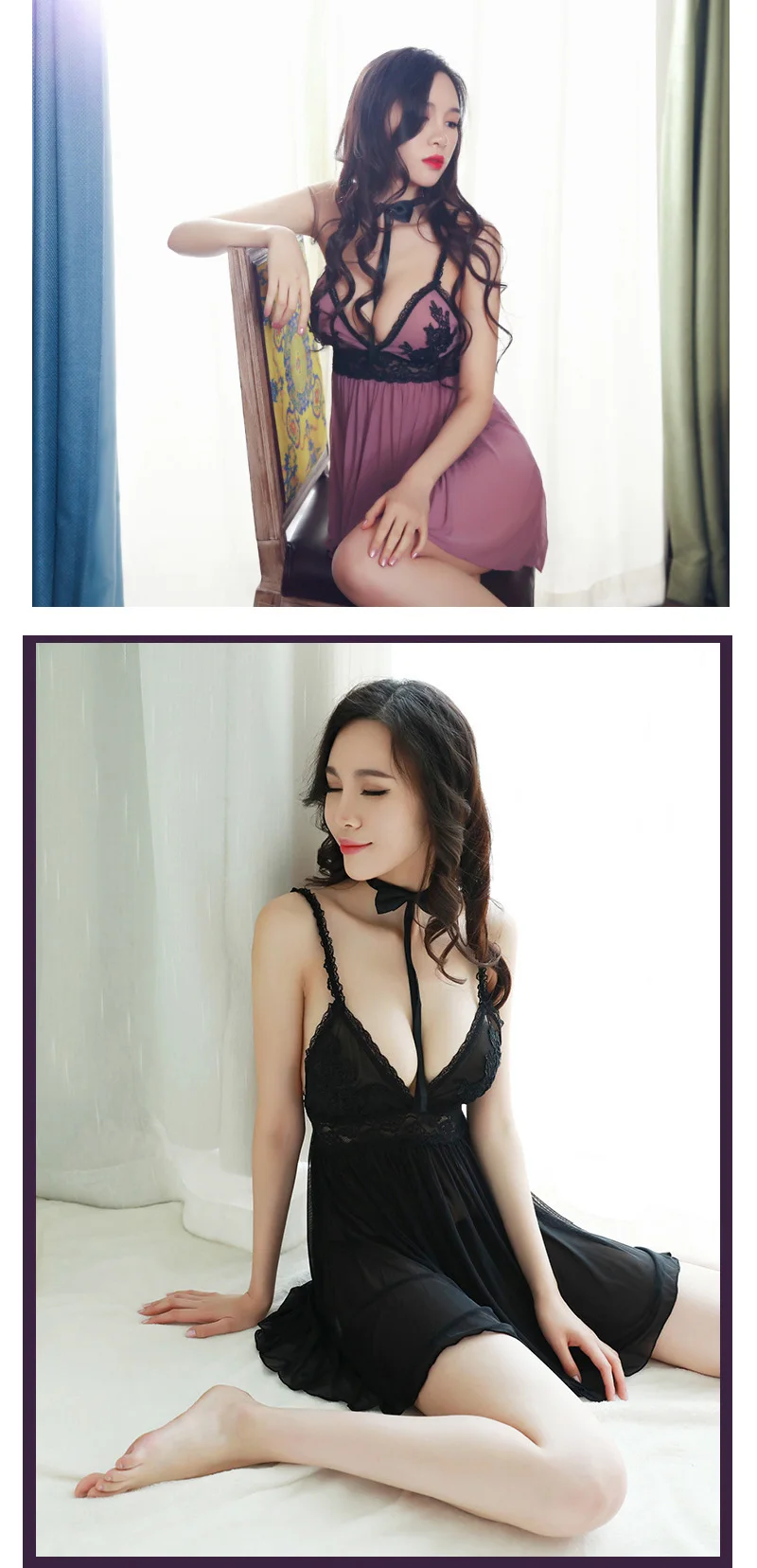 Summer Women Soft Sexy Nightwear Backless Night Dress Women Sexy Lace Lingerie Sleepwear Nightgown Night Gown Night Wear Dress (6)