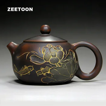 

Ni Xing Pottery Teapot Master Handmade Boutique Carving Peony China Kung Fu Tea Set Xishi Pot Tea Pot Creative Home Ornament New