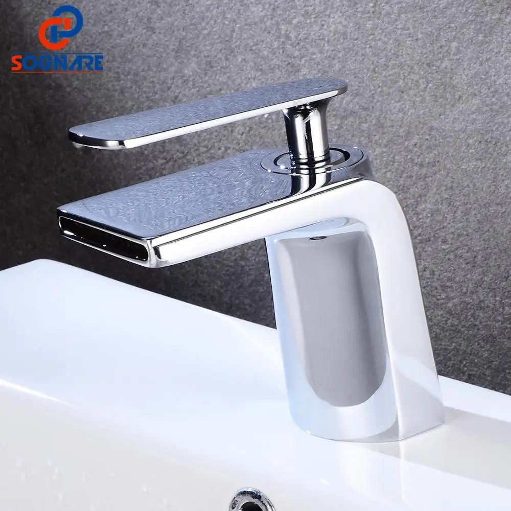 

Contemporary Basin Faucet For Bathroom Sink Faucet Mixer Single Handle Cold And Hot Water Tap Waterfall Basin Mixer Sink Tap